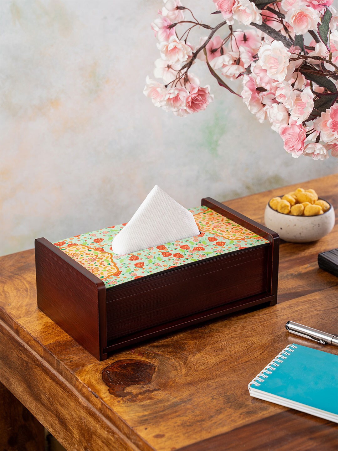 

KOLOROBIA Brown & Green Ornate Mughal Tissue Box