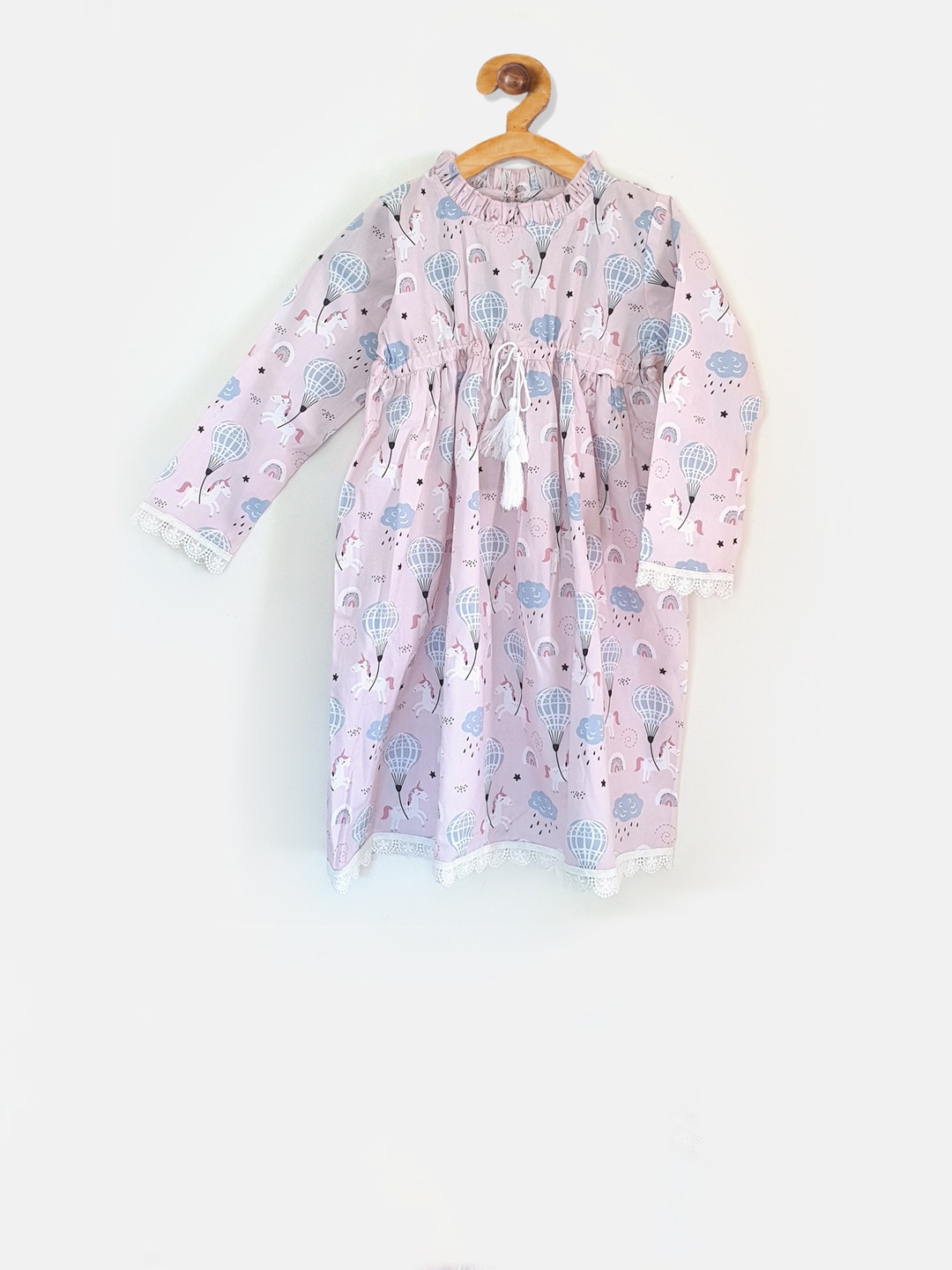 

The Kaftan Company Girls Pink & Blue Printed Cotton Nightdress