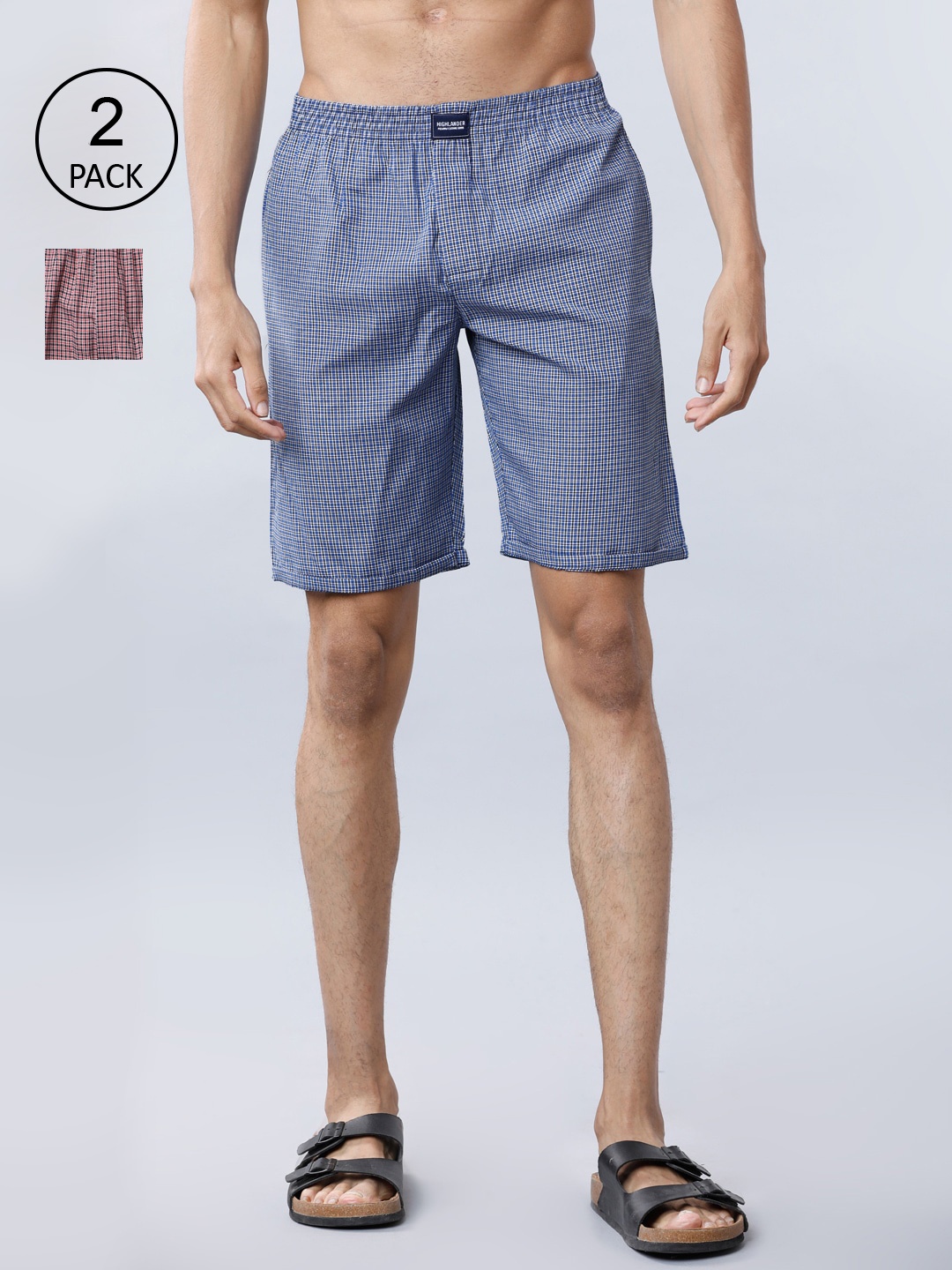 

HIGHLANDER Men Black Checked Lounge Shorts