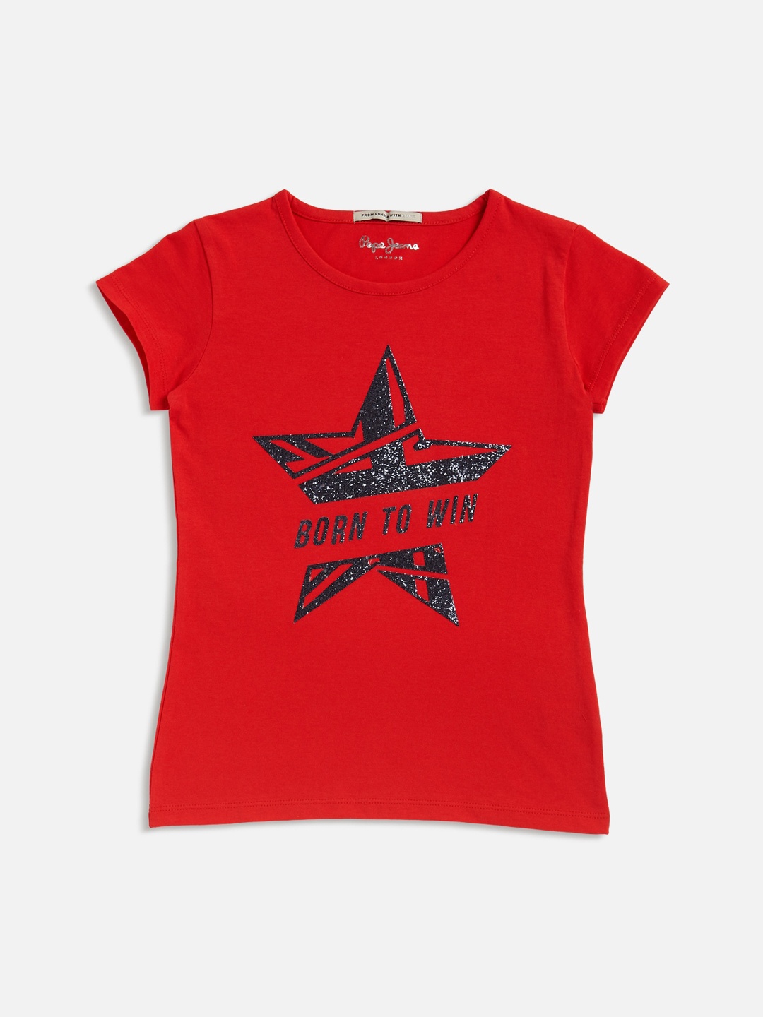 

Pepe Jeans Girls Red Printed Round Neck T-shirt