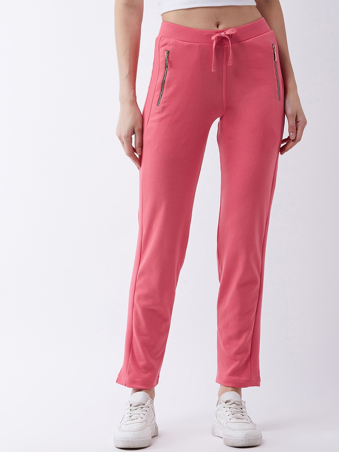 

FEMEA Women Pink Solid Slim-Fit Track Pants