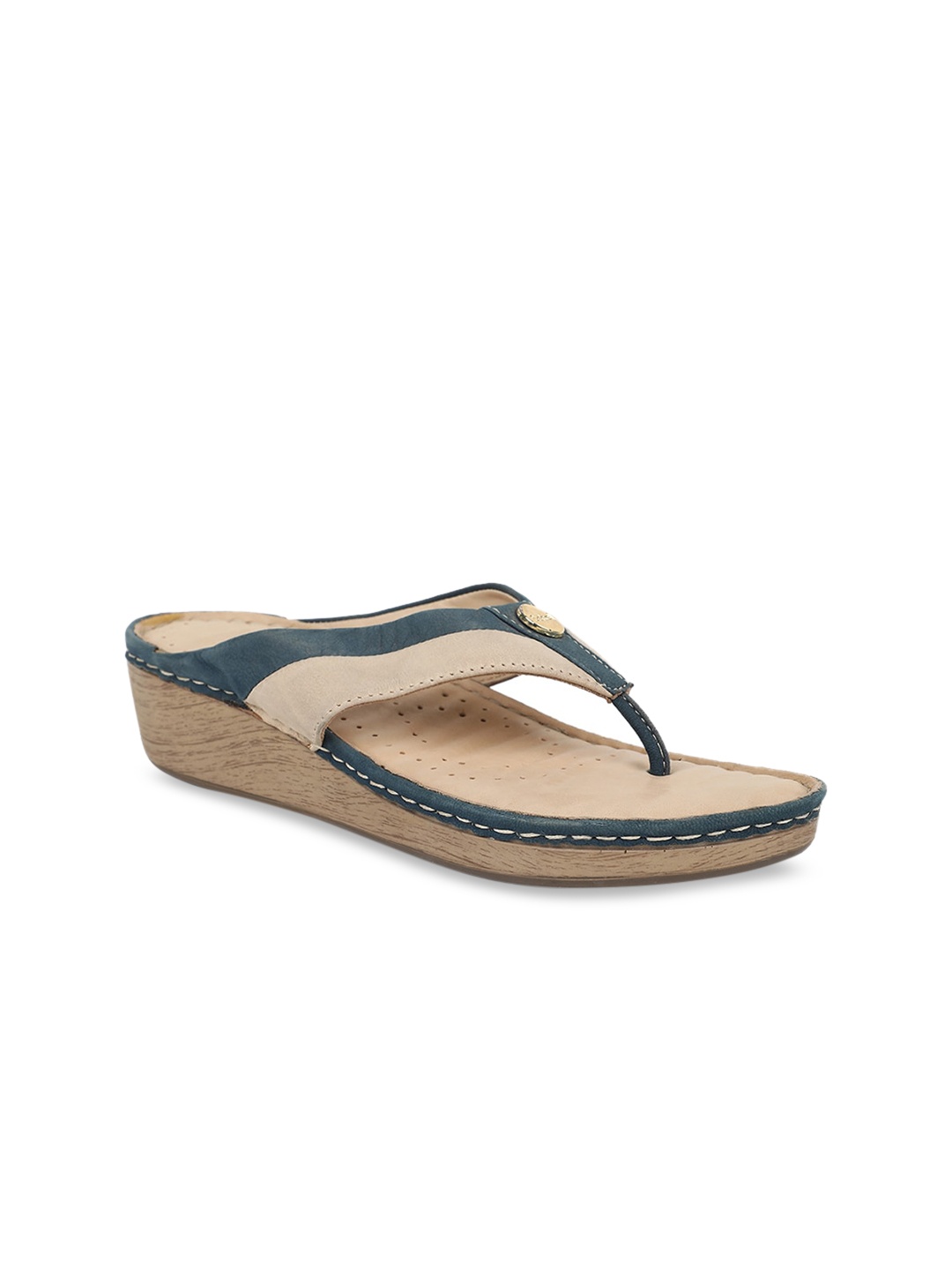 

Scholl Women Beige & Blue Colourblocked Wedges