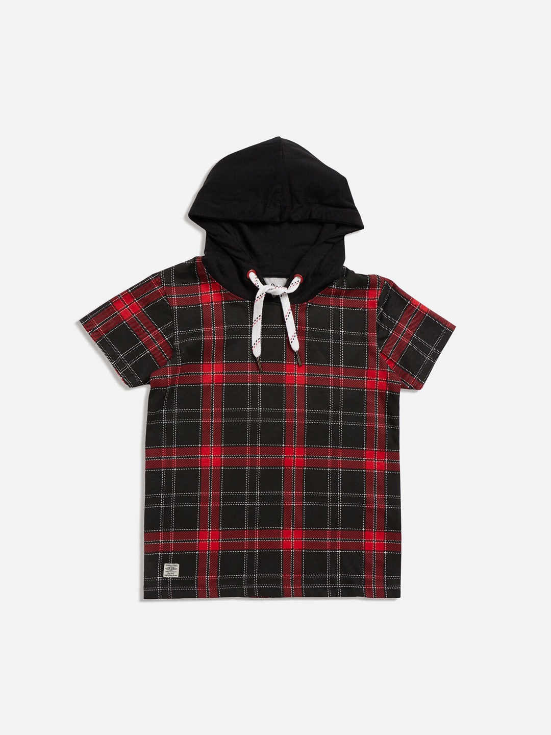 

Pepe Jeans Boys Black Checked Hood T-shirt