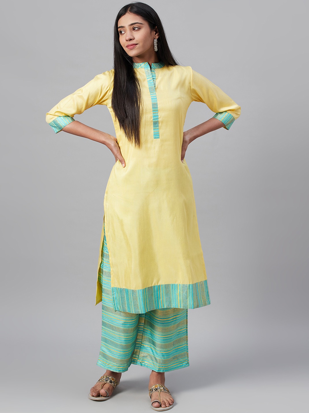 

ZIYAA Women Yellow Solid A-Line Kurta