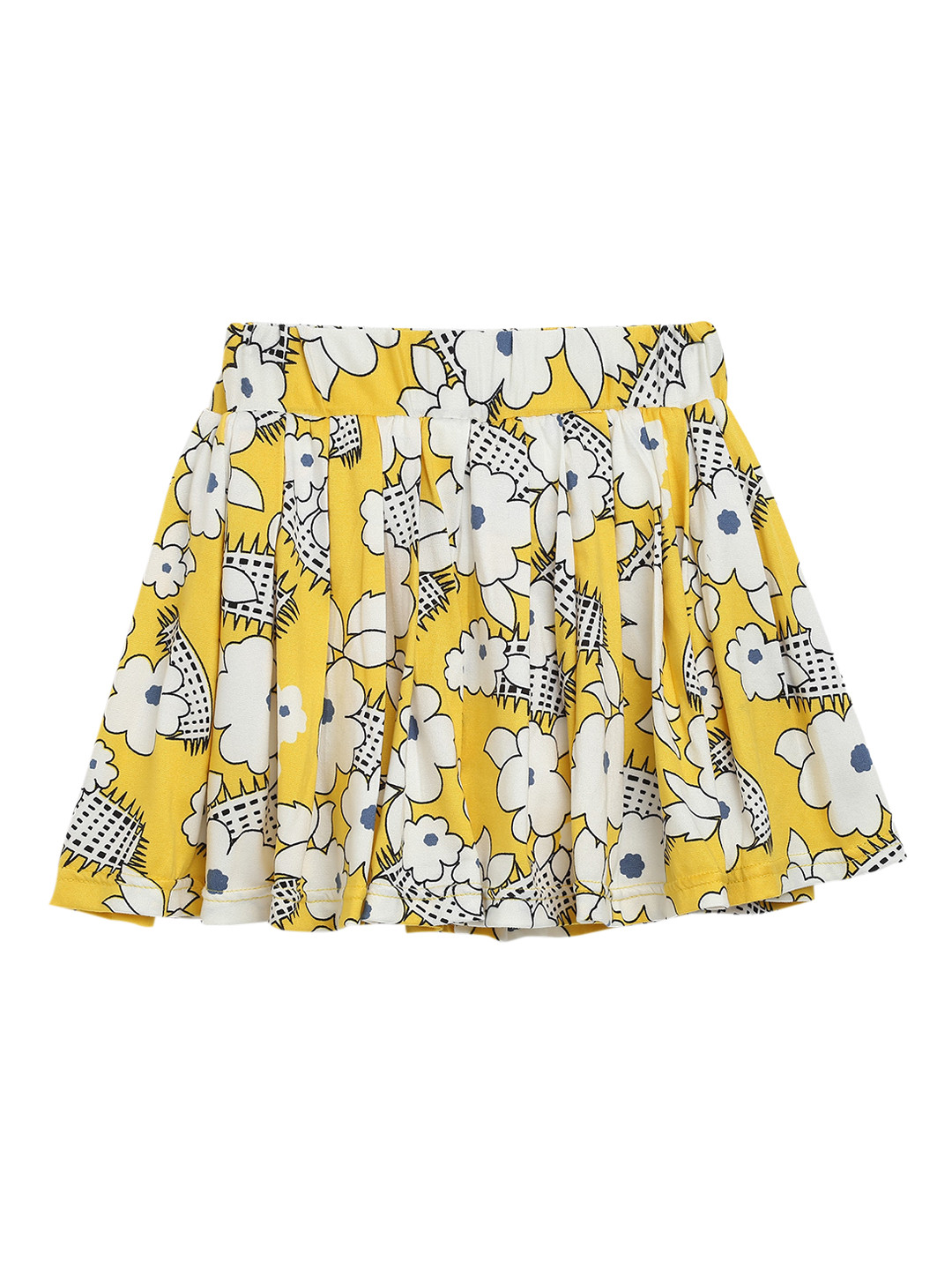 

ADIVA Girls Yellow & White Floral-Printed Flared Skirt