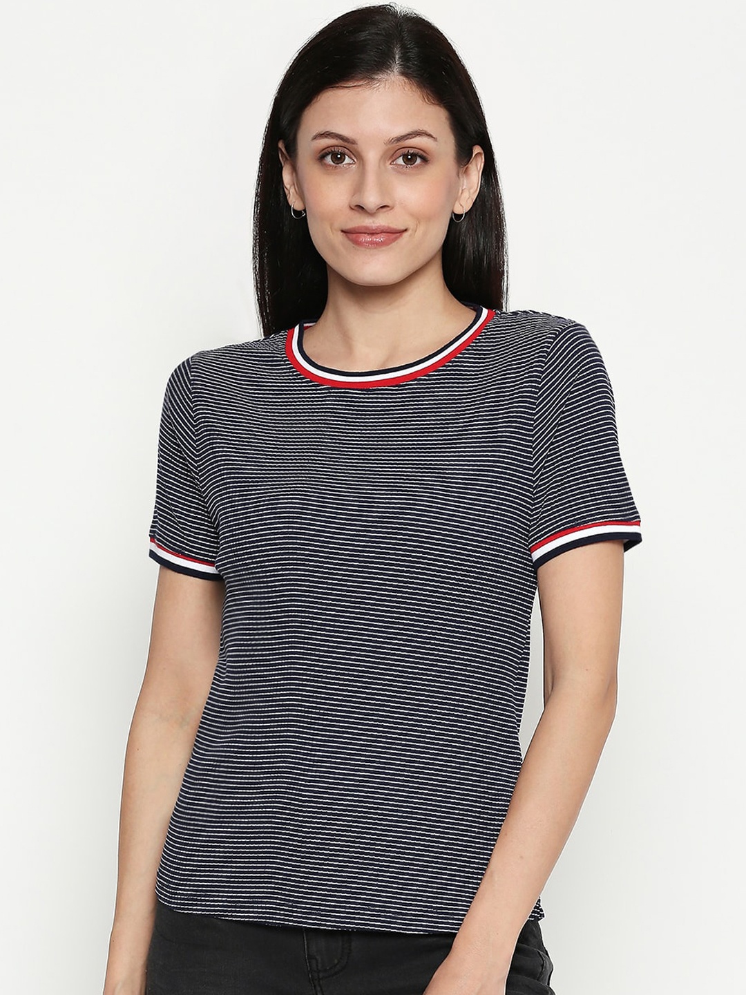 

People Women Navy Blue Striped Top
