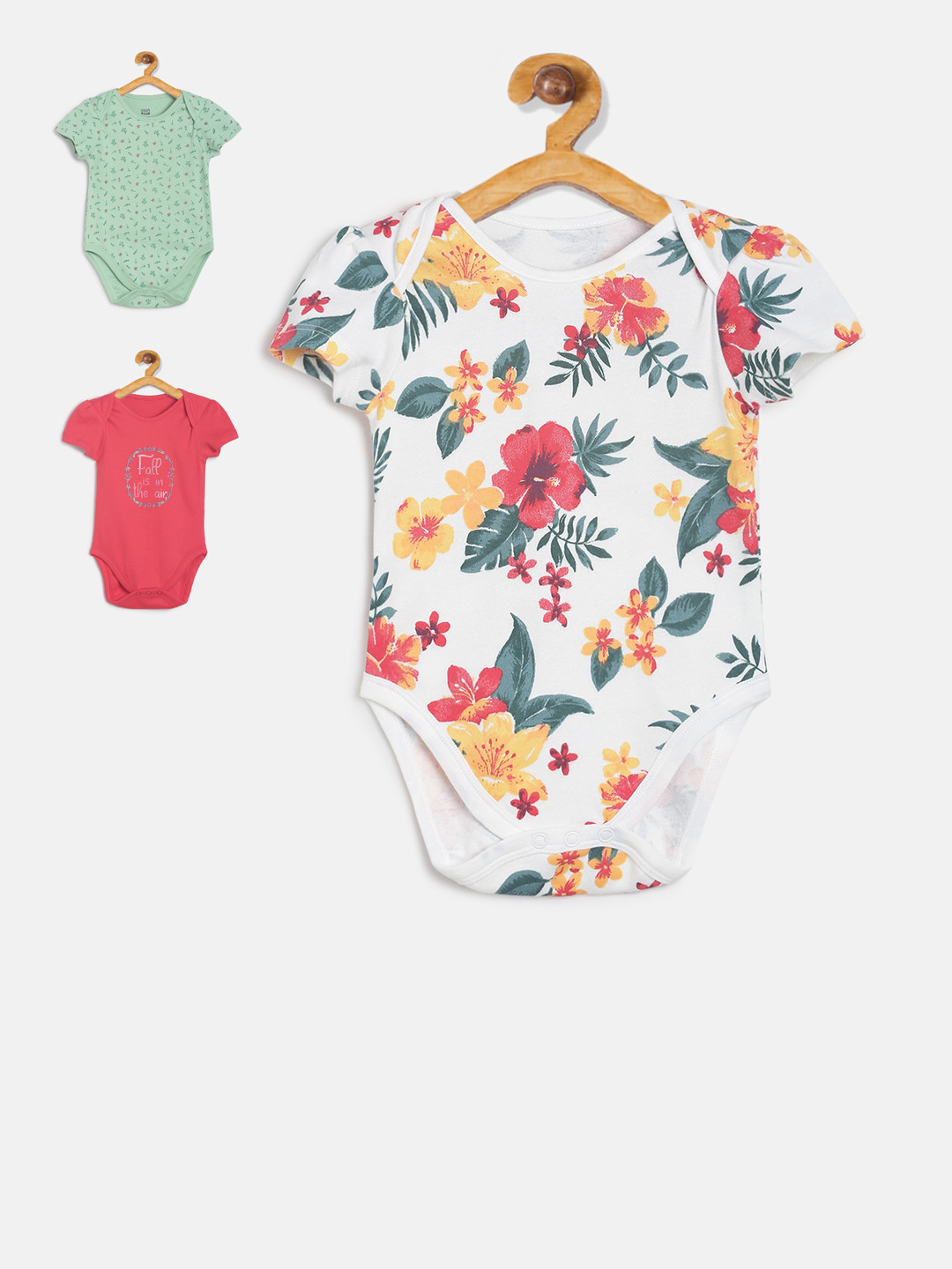 

MINI KLUB Infant Girls Pack of 3 Printed Bodysuits, Red