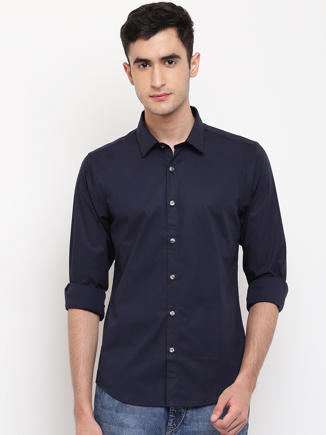 

Pepe Jeans Men Navy Blue Regular Fit Solid Casual Shirt