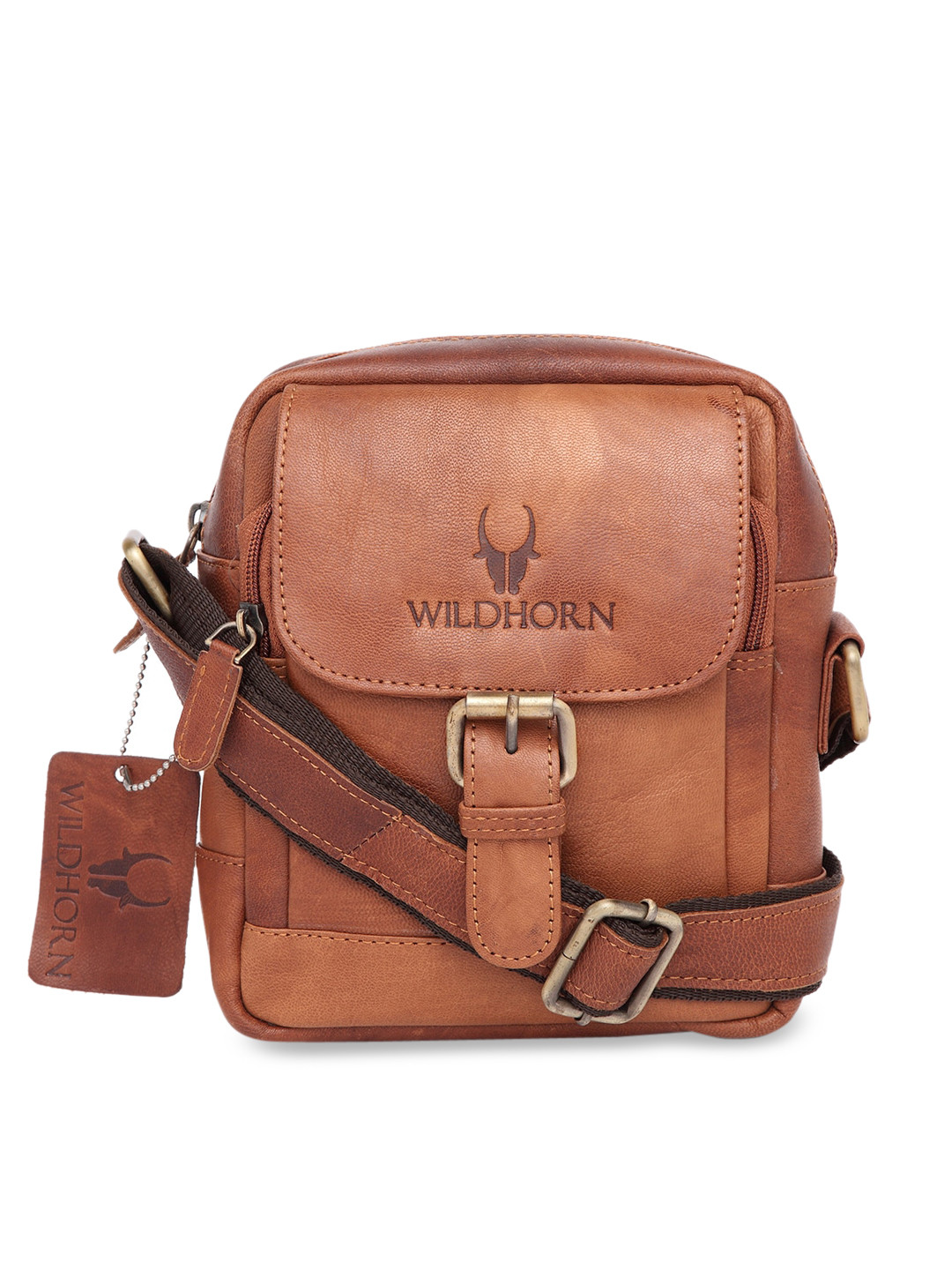 

WildHorn Men Brown Solid Leather Messenger Bag