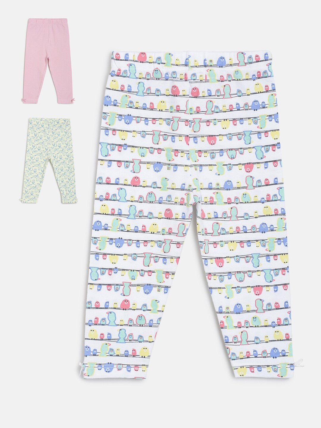 

MINI KLUB Infant Girls Pack Of 3 Printed Leggings, White