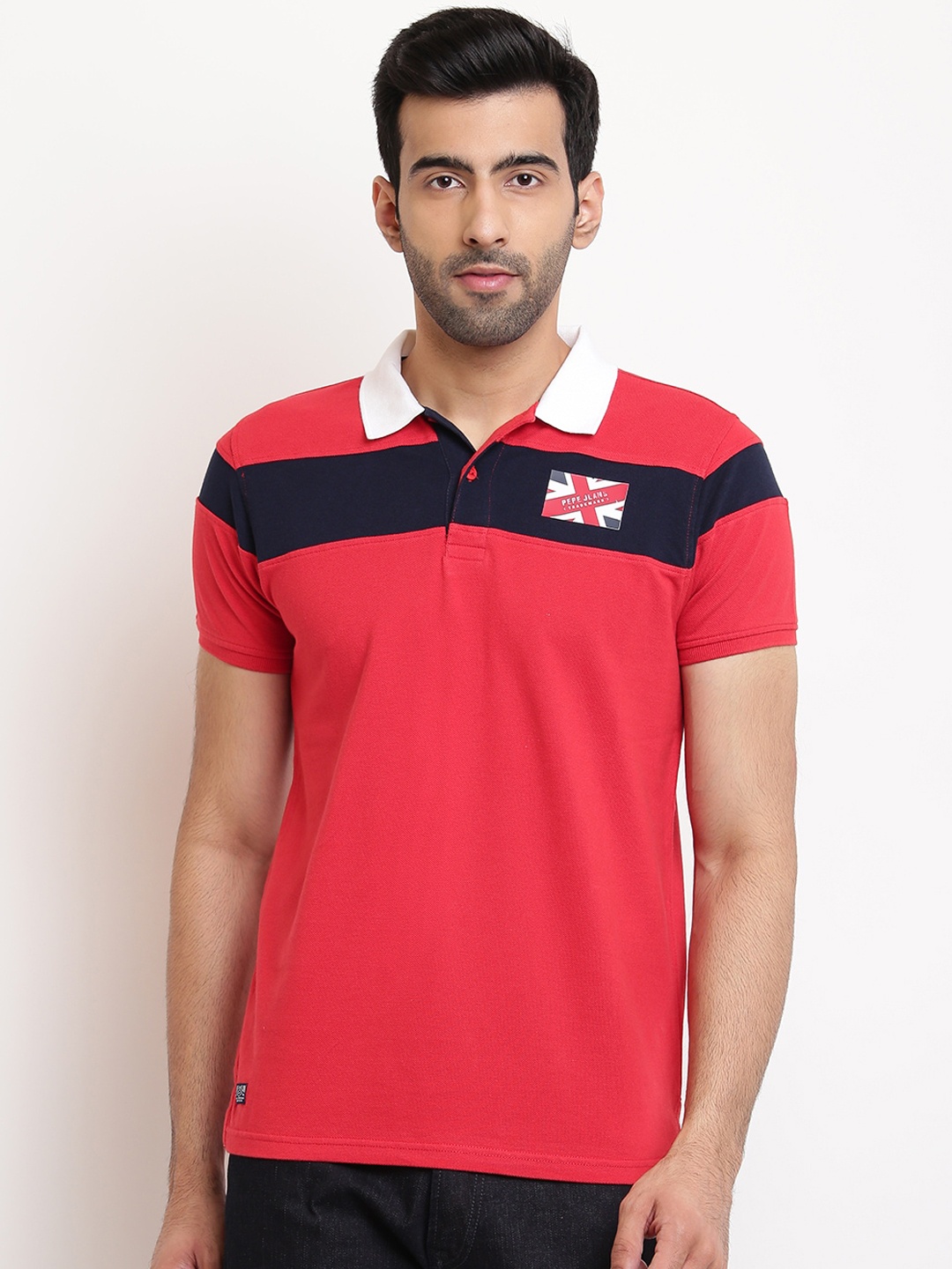 

Pepe Jeans Men Red Striped Polo Collar T-shirt