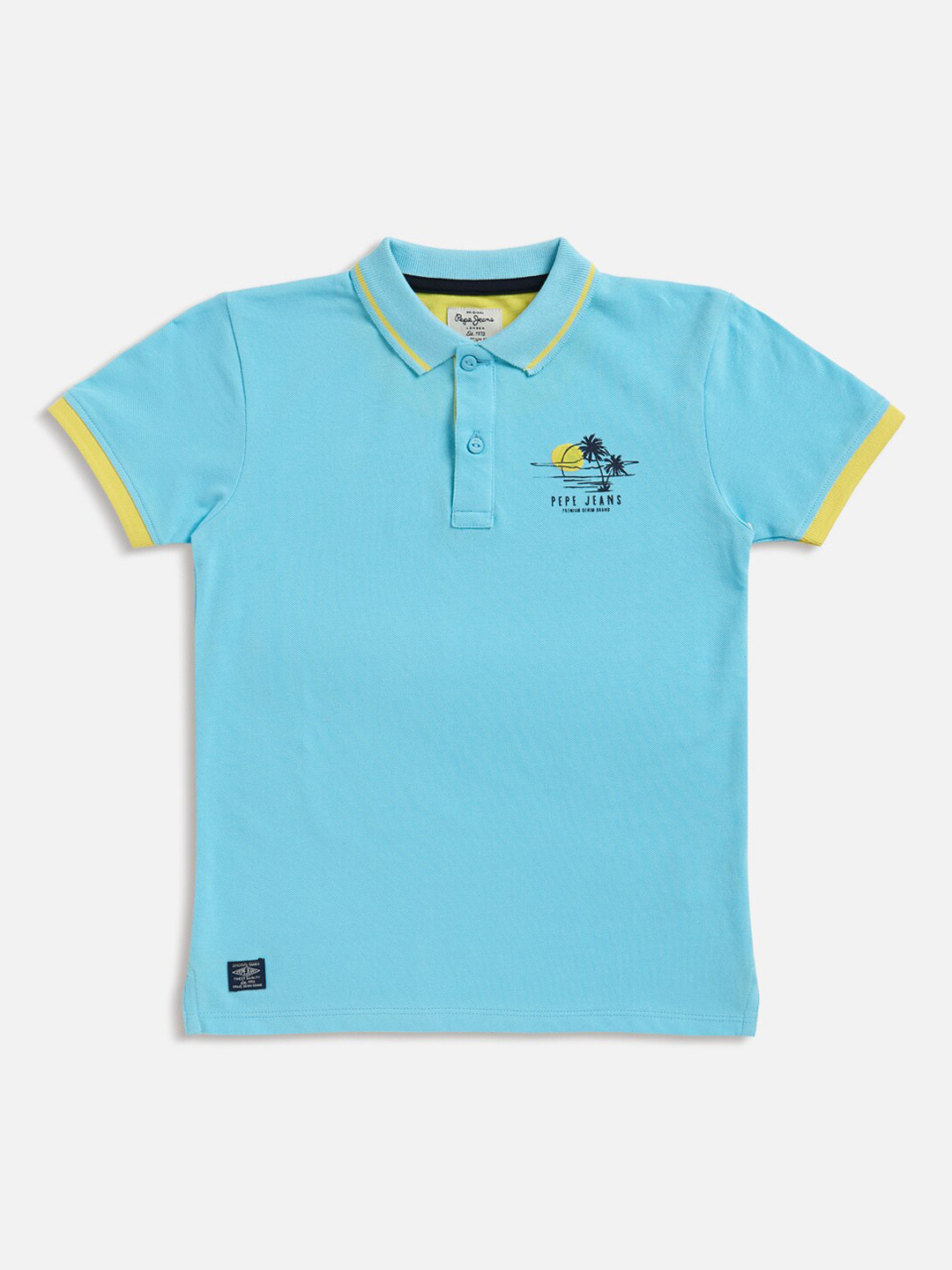 

Pepe Jeans Boys Blue Solid Polo Collar T-shirt
