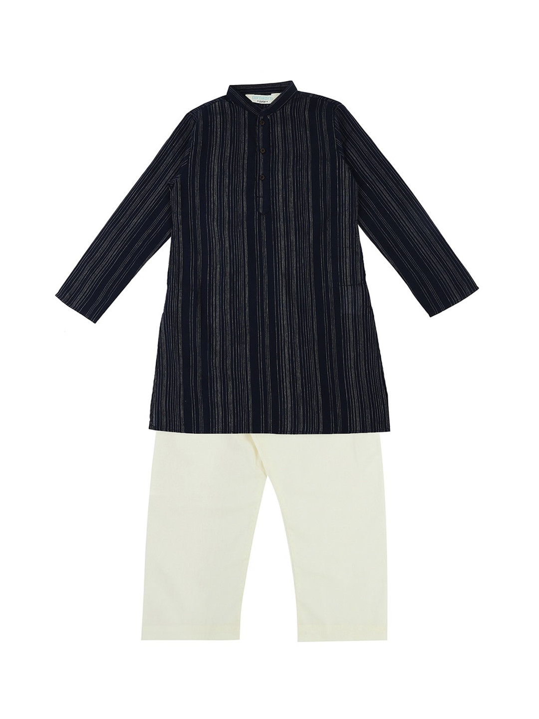 

indus route by Pantaloons Boys Blue & White Striped Kurta with Pyjamas