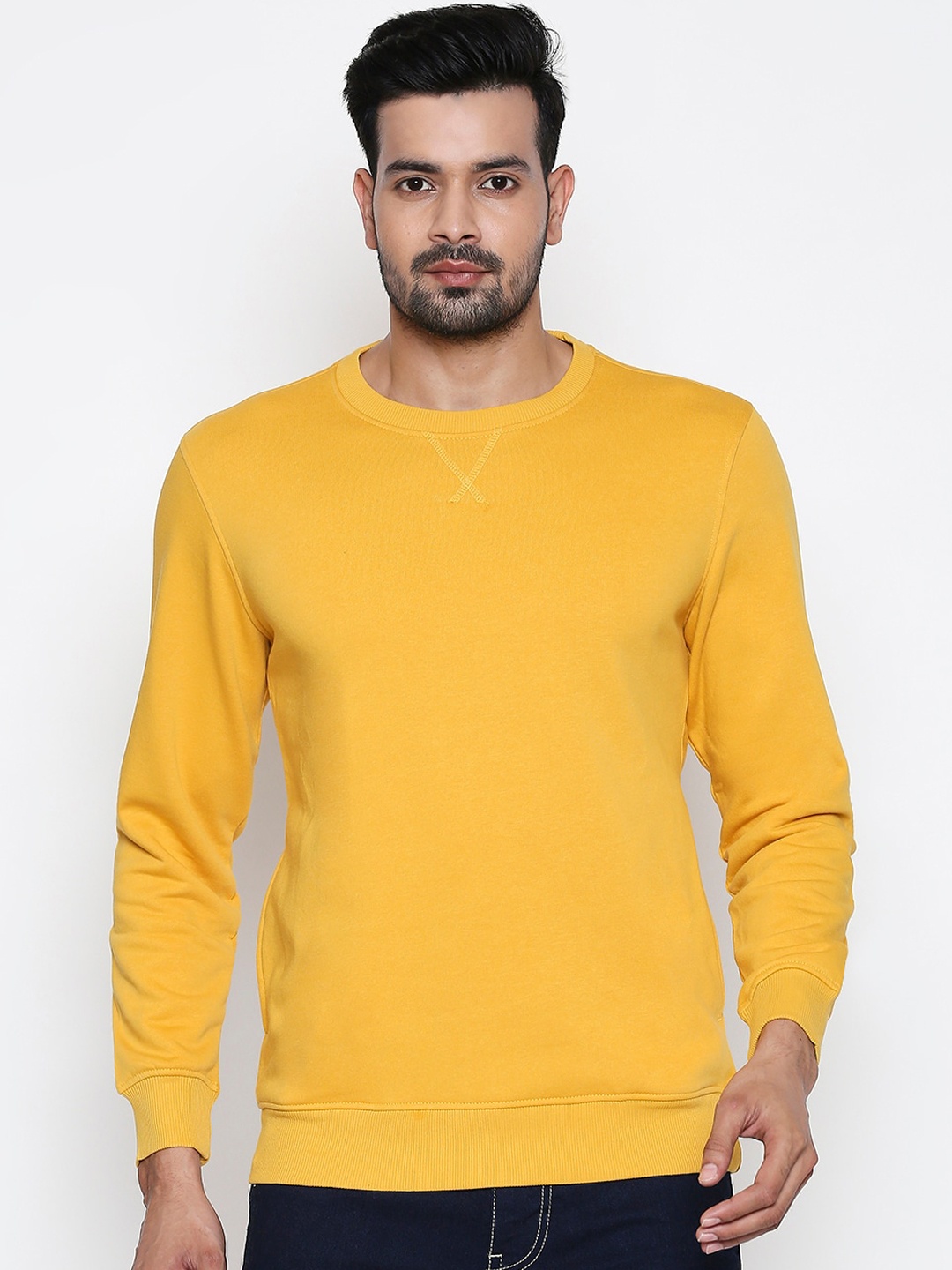 

BYFORD by Pantaloons Men Yellow Solid Sweatshirt