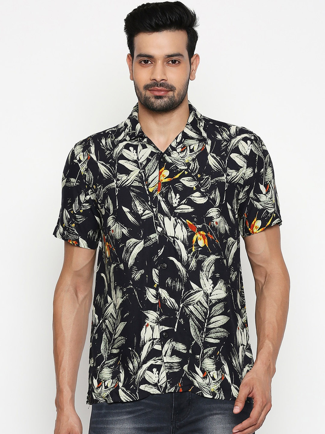 

People Men Multicoloured Slim Fit Printed Casual Shirt, Multi