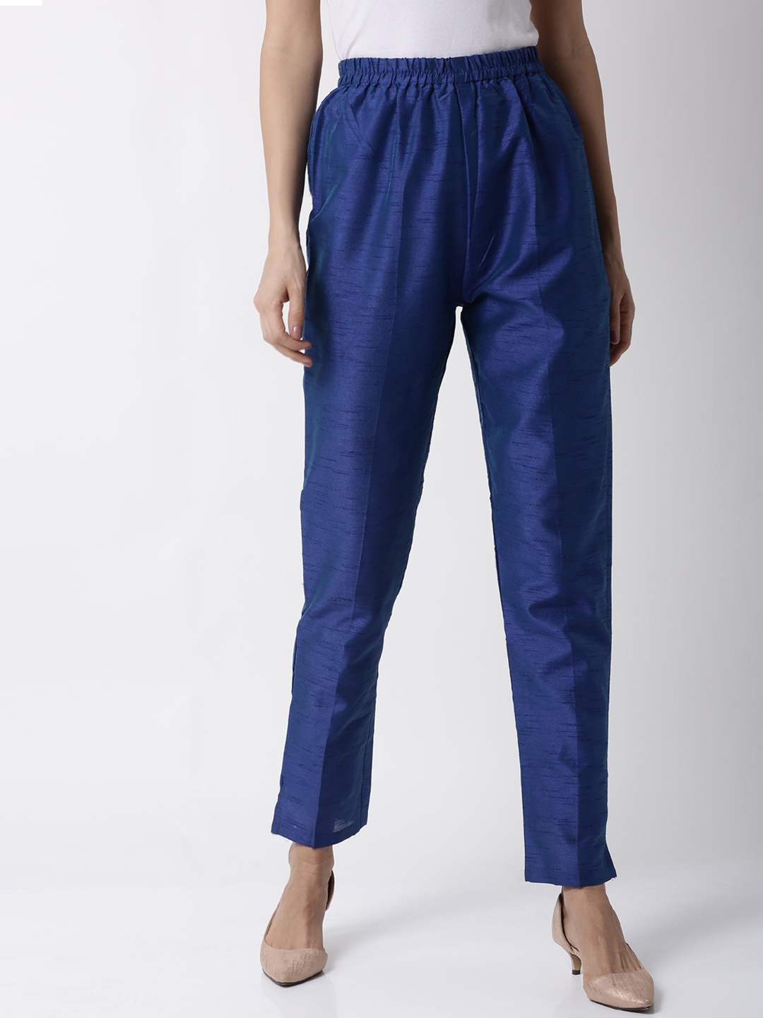 Soch Women Navy Blue Solid Regular Trousers
