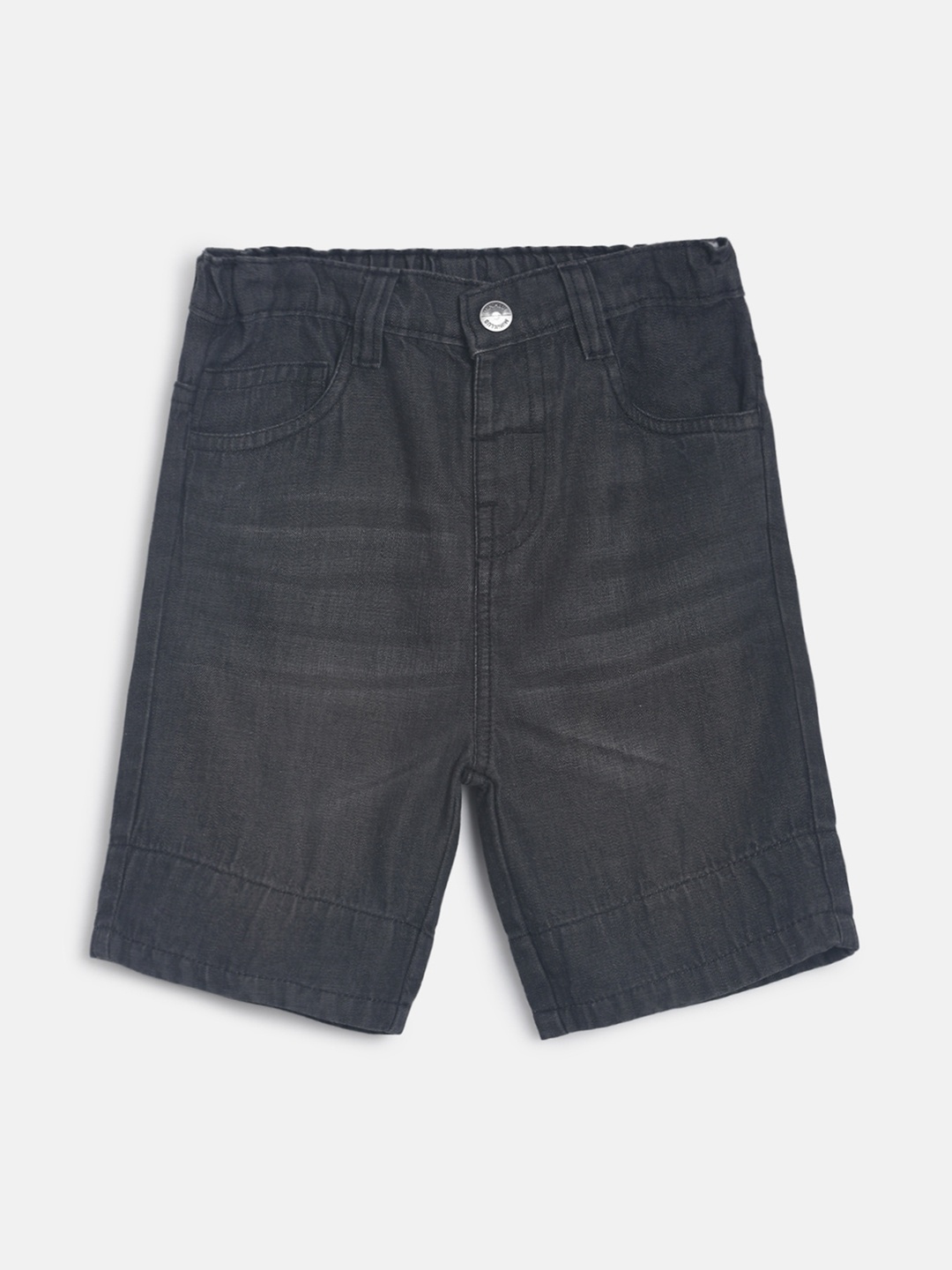 

MINI KLUB Boys Black Solid Regular Fit Cotton Denim Shorts