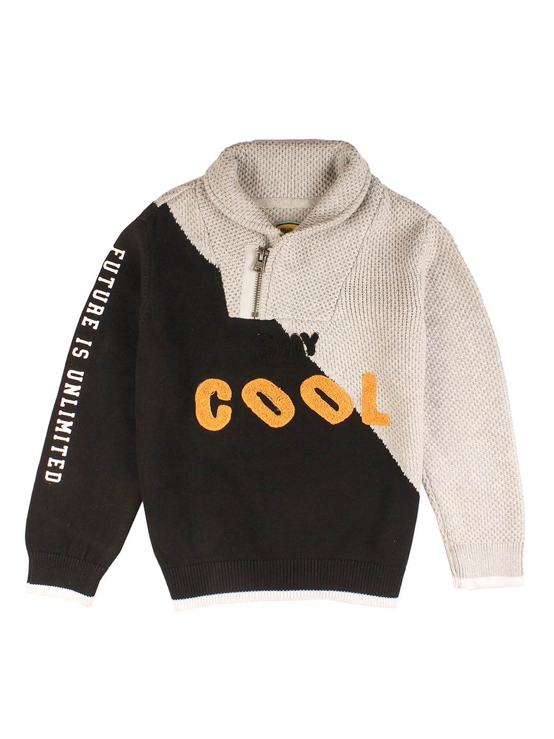 

Lil Lollipop Boys Grey & Black Colourblocked Pullover Sweater
