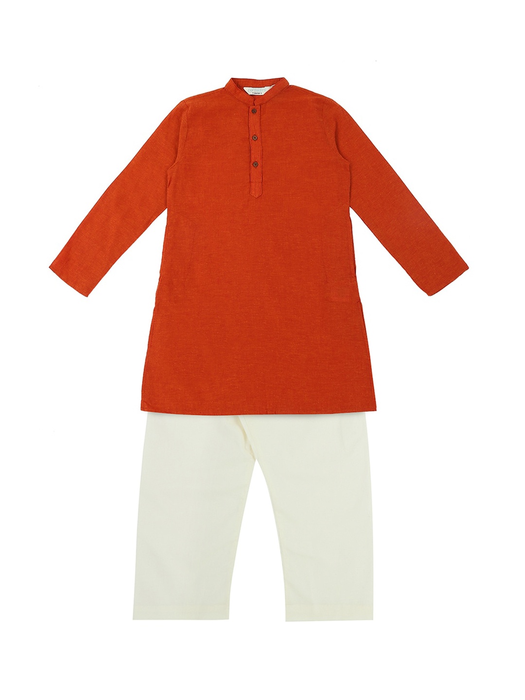 

indus route by Pantaloons Boys Rust Solid Kurta with Pyjamas