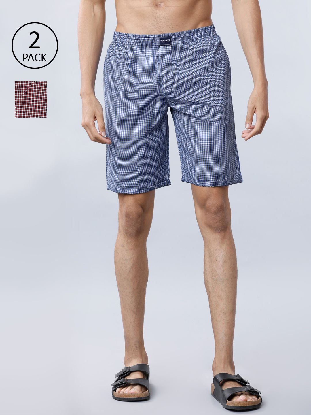 

HIGHLANDER Men Black Checked Lounge Shorts