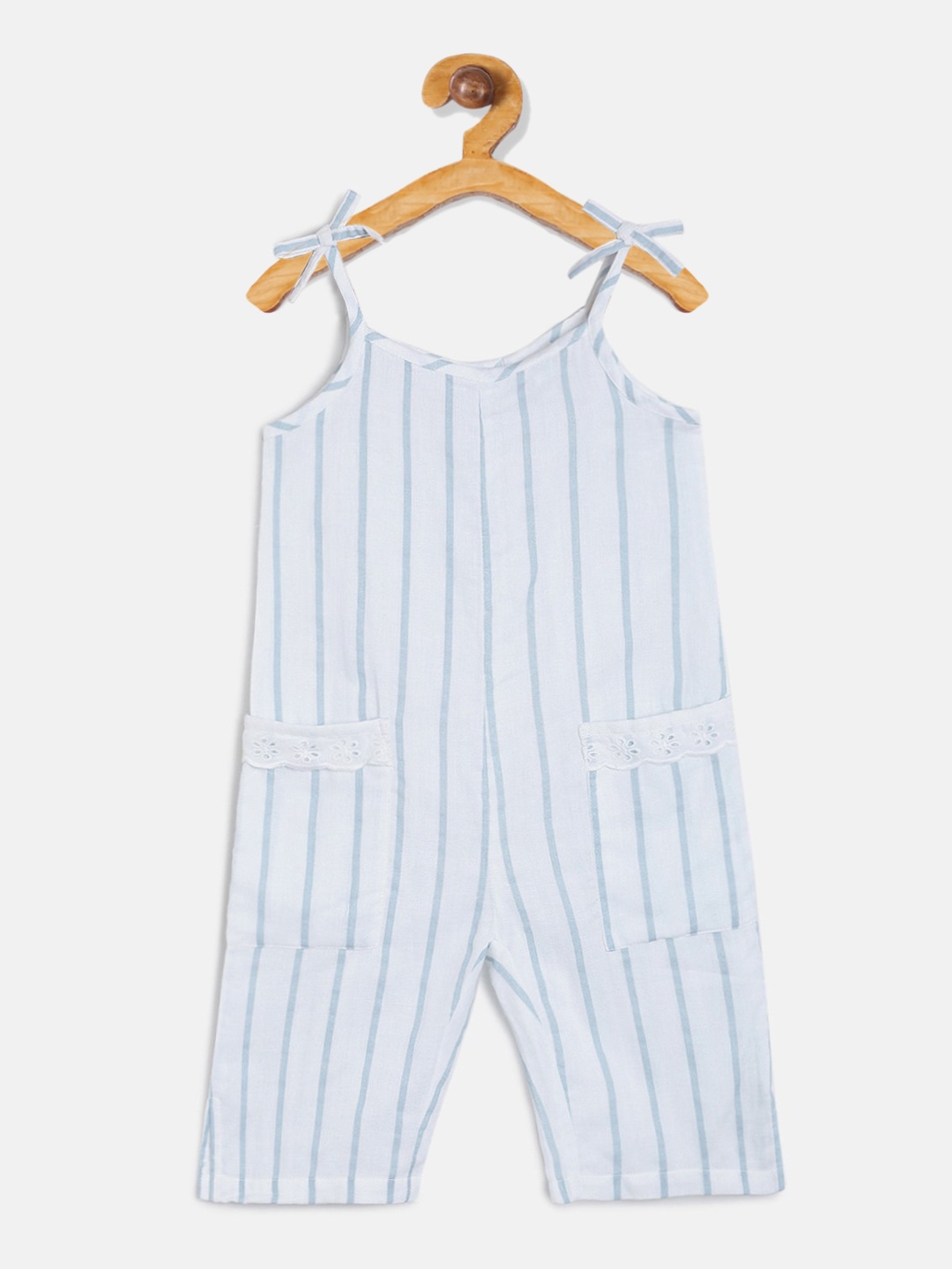 

MINI KLUB Girls Blue Striped Basic Jumpsuit