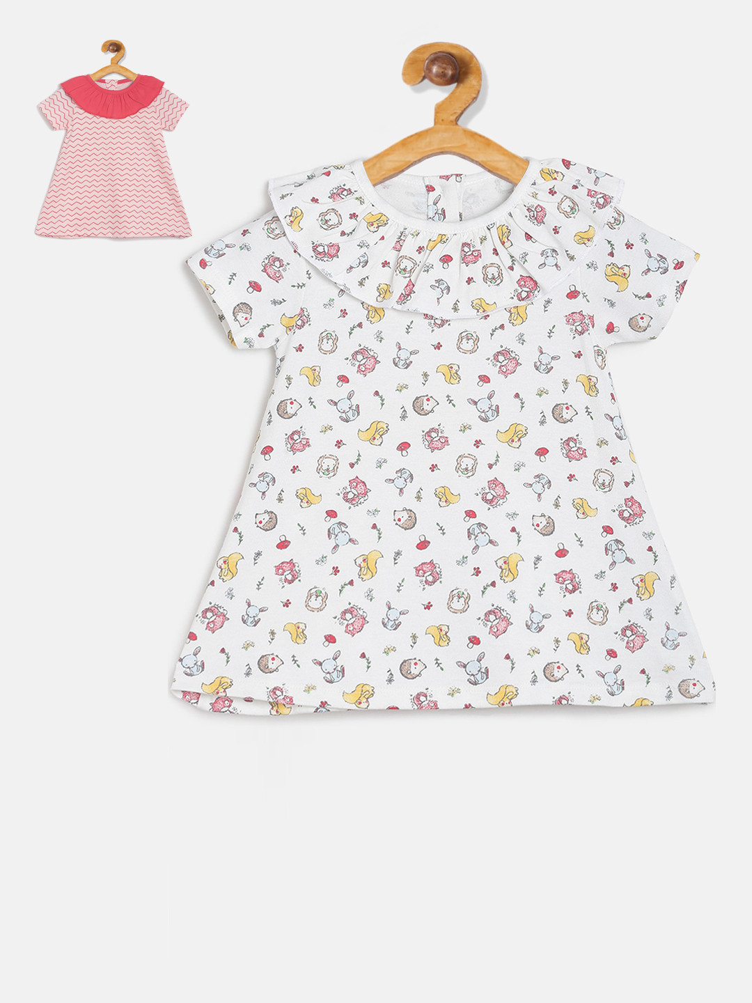 

MINI KLUB Infant Girls Multicoloured Set of 2 Printed A-Line Dress, Multi
