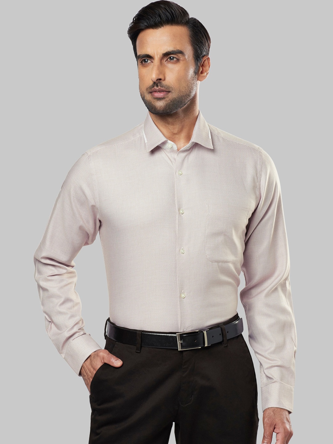 

Raymond Men Beige Regular Fit Self Design Casual Shirt
