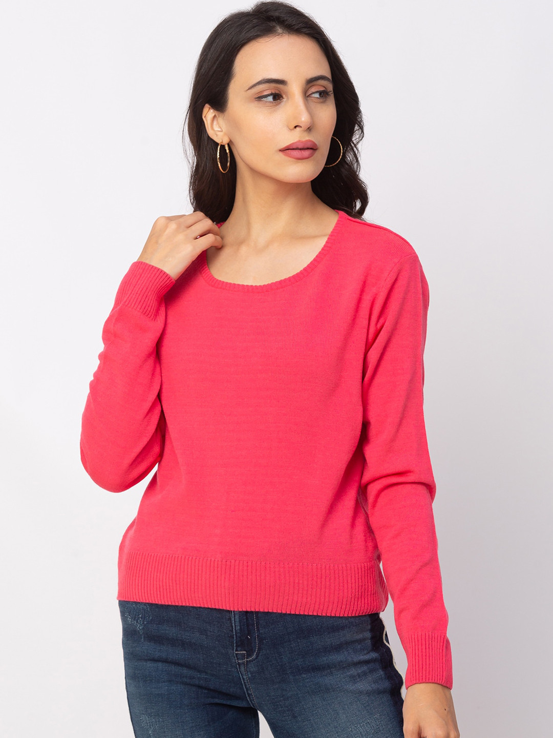 

Globus Women Pink Solid Pullover Sweater