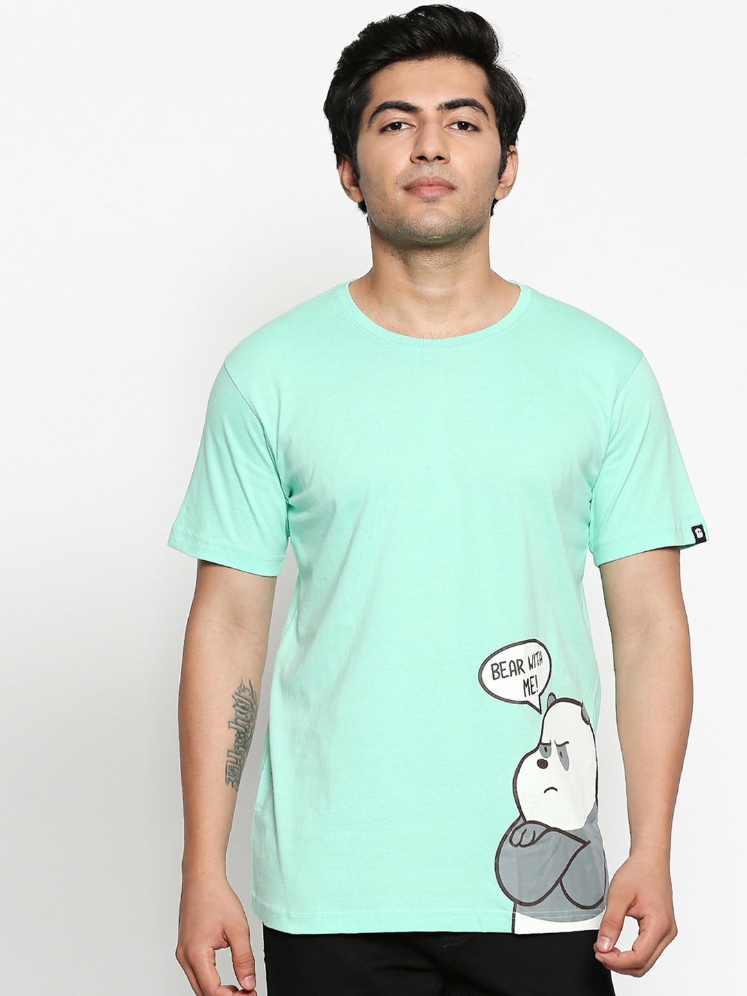 

The Souled Store Unisex Sea Green Printed Round Neck T-shirt