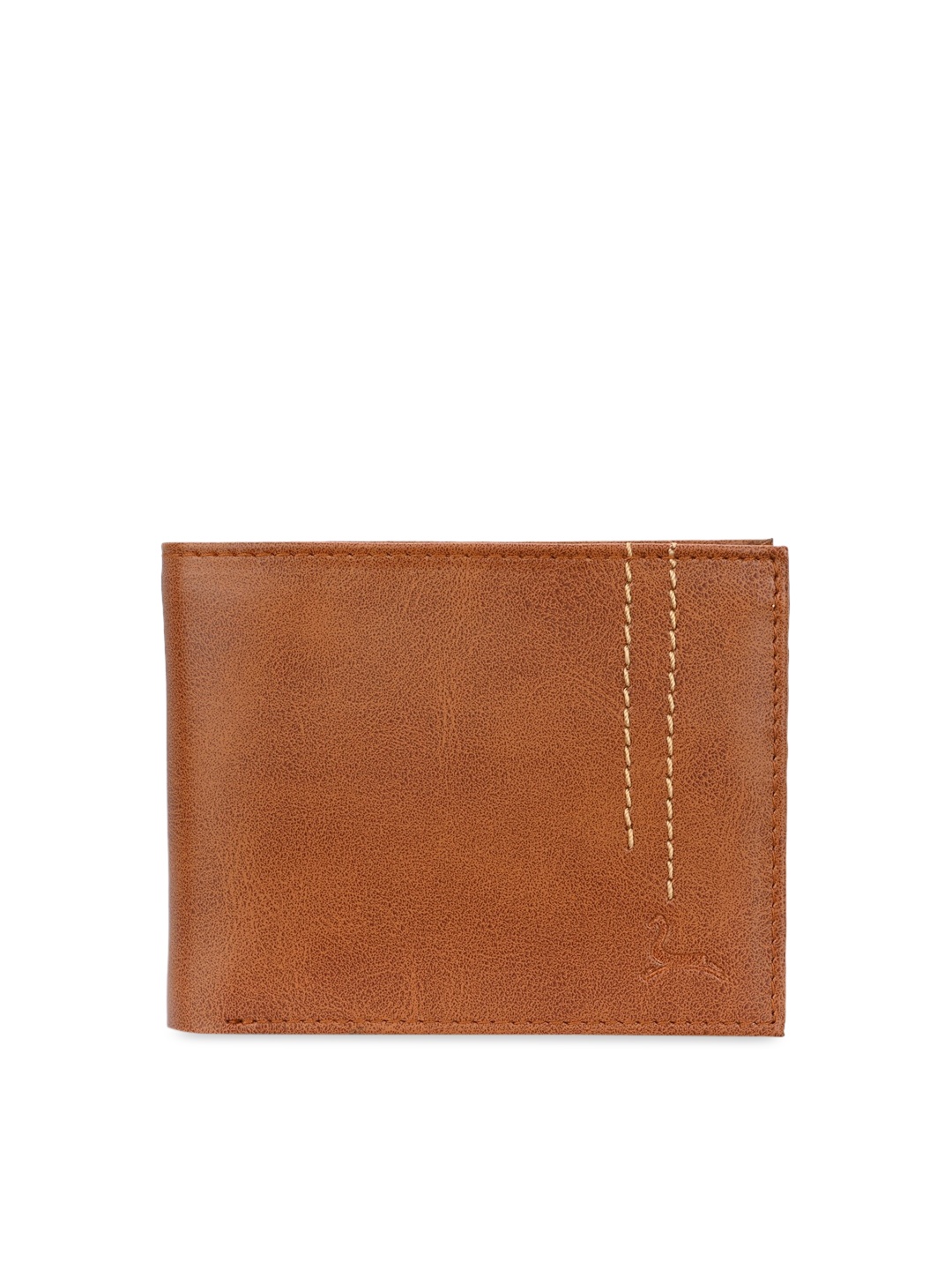

Pacific Gold Men Tan Brown Textured Two Fold Faux Leather Wallet