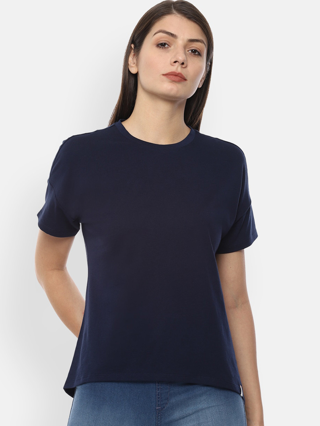 

Van Heusen Woman Women Navy Blue Solid Top