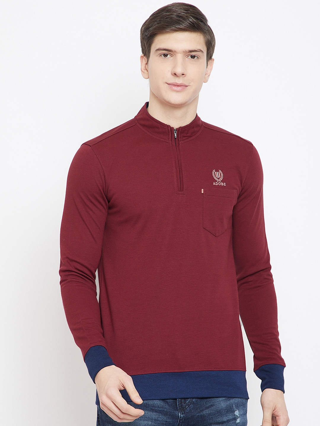 

Adobe Men Maroon Solid Sweatshirt