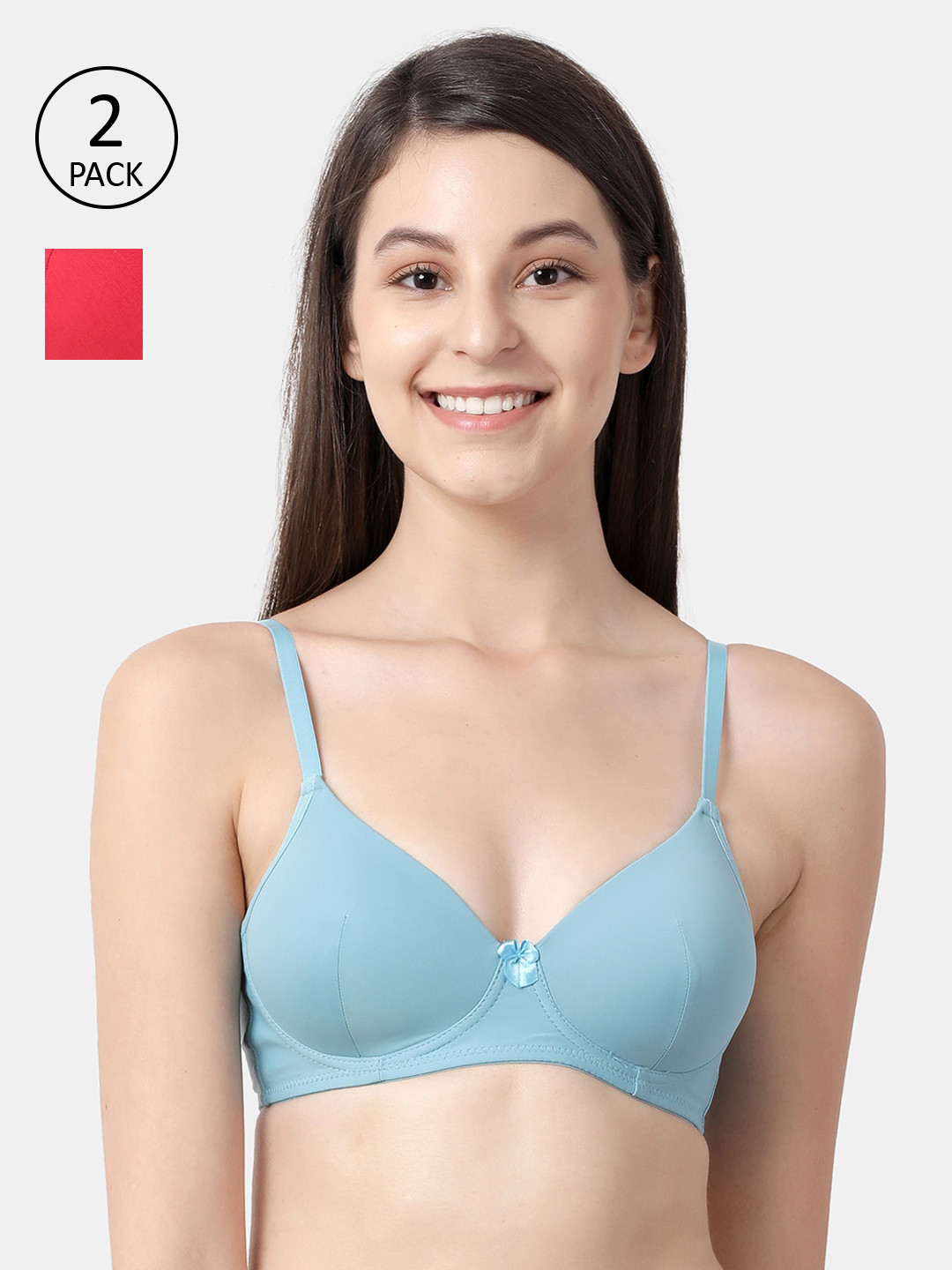 

Susie Women Pack Of 2 Solid Lightly-Padded Non-Wired Everyday Bras shy-com-106, Blue
