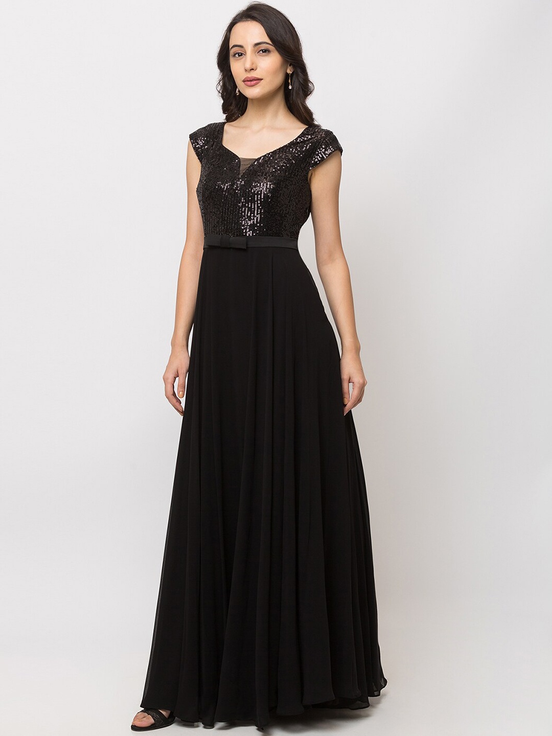 

SHECZZAR Women Black Embellished Fit and Flare Dress