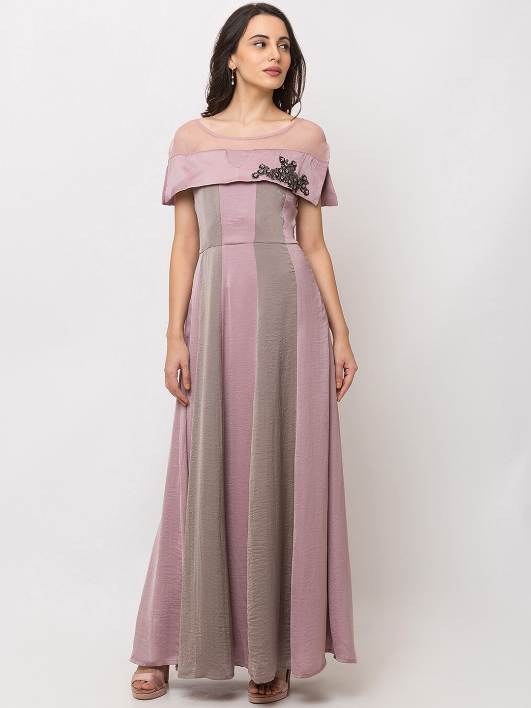 

SHECZZAR Women Pink Solid Maxi Dress