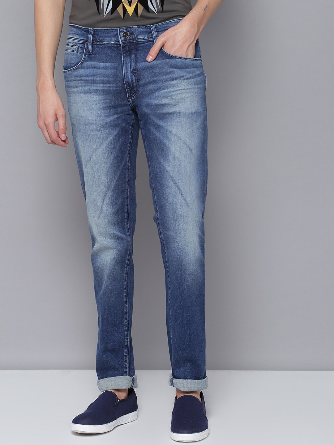 

Antony Morato Men Blue Regular Fit Mid-Rise Clean Look Stretchable Jeans