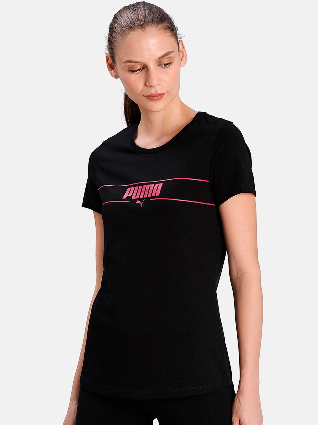 

Puma Women Black Printed Small Logo Tee