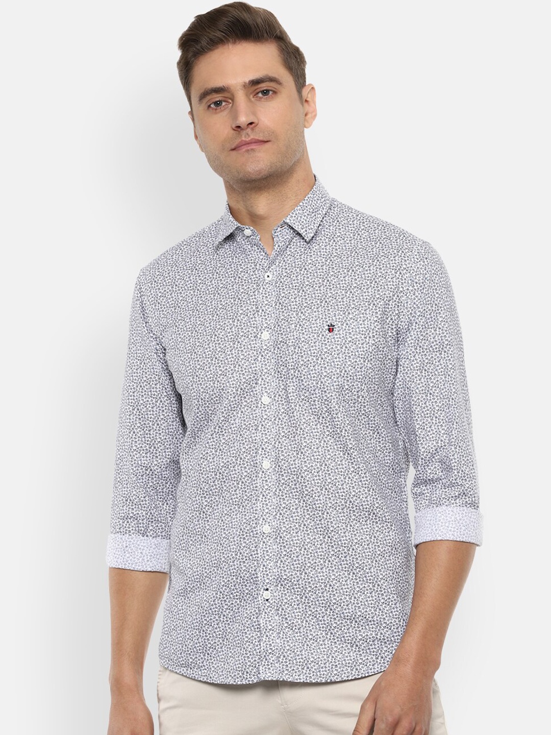 

Louis Philippe Sport Men Grey & Off-White Slim Fit Printed Casual Shirt