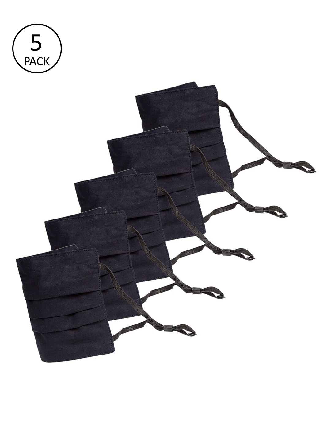 Secret Wish Unisex 5 Pcs Navy Blue 3-Ply Anti-Pollution Protective Mask