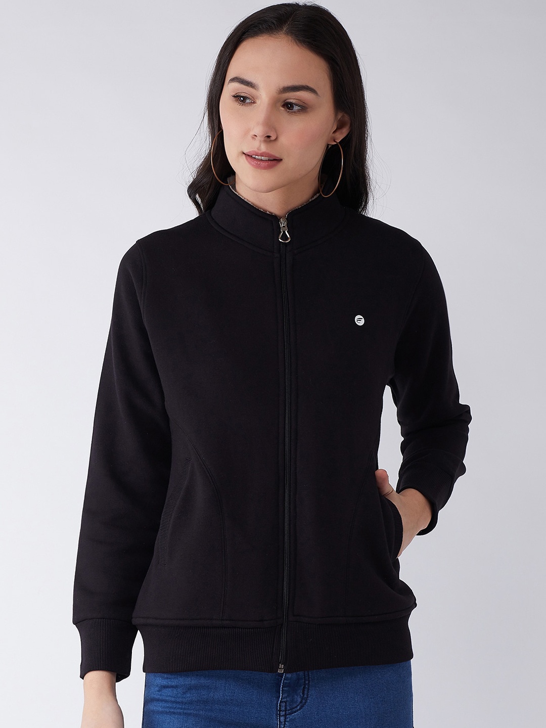 

FEMEA Women Black Solid Sweatshirt