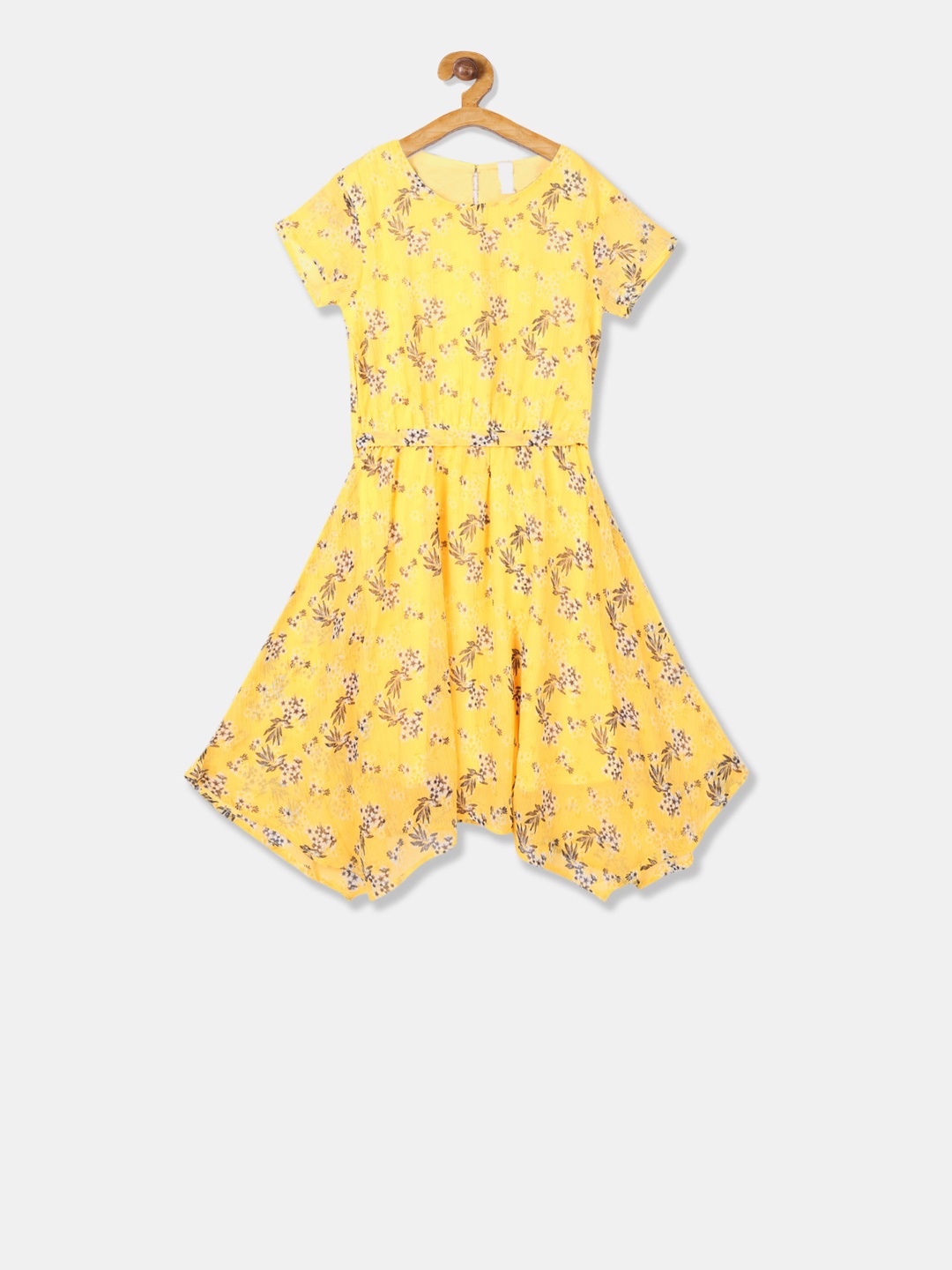 

Cherokee Girls Yellow & Pink Floral Printed Fit and Flare Dress