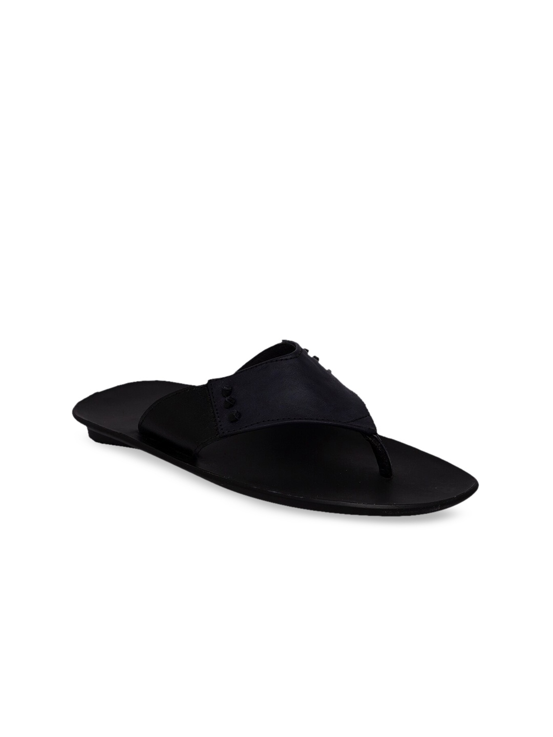 

Regal Men Black Solid Leather Comfort Sandals