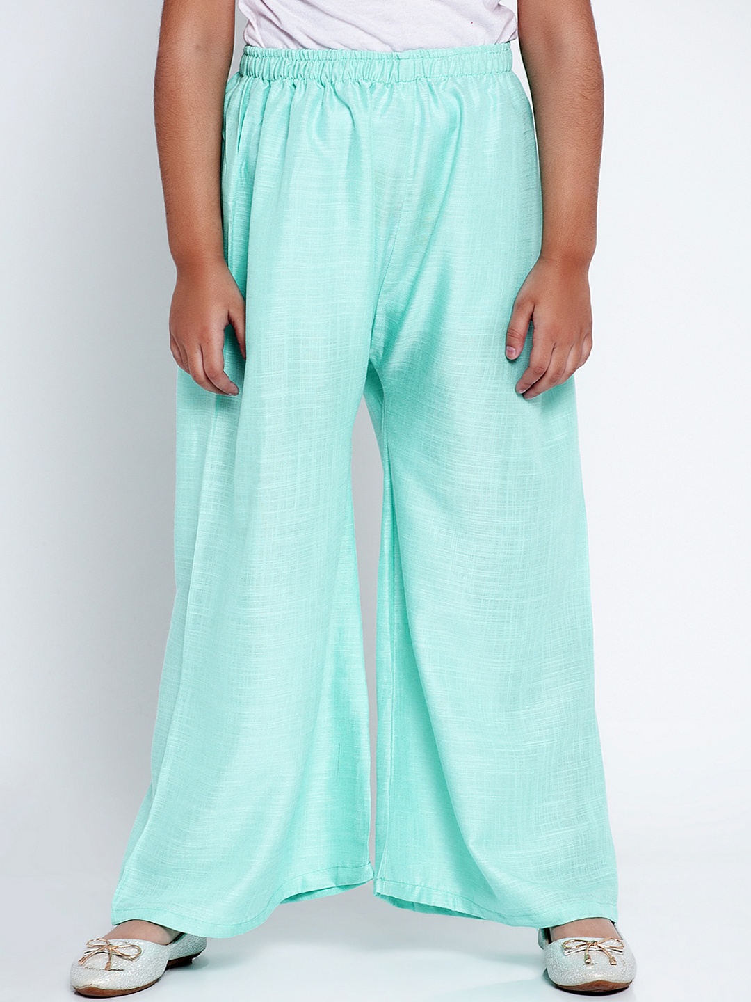 

Baani Creations Girls Sea Green Solid Wide Leg Palazzos