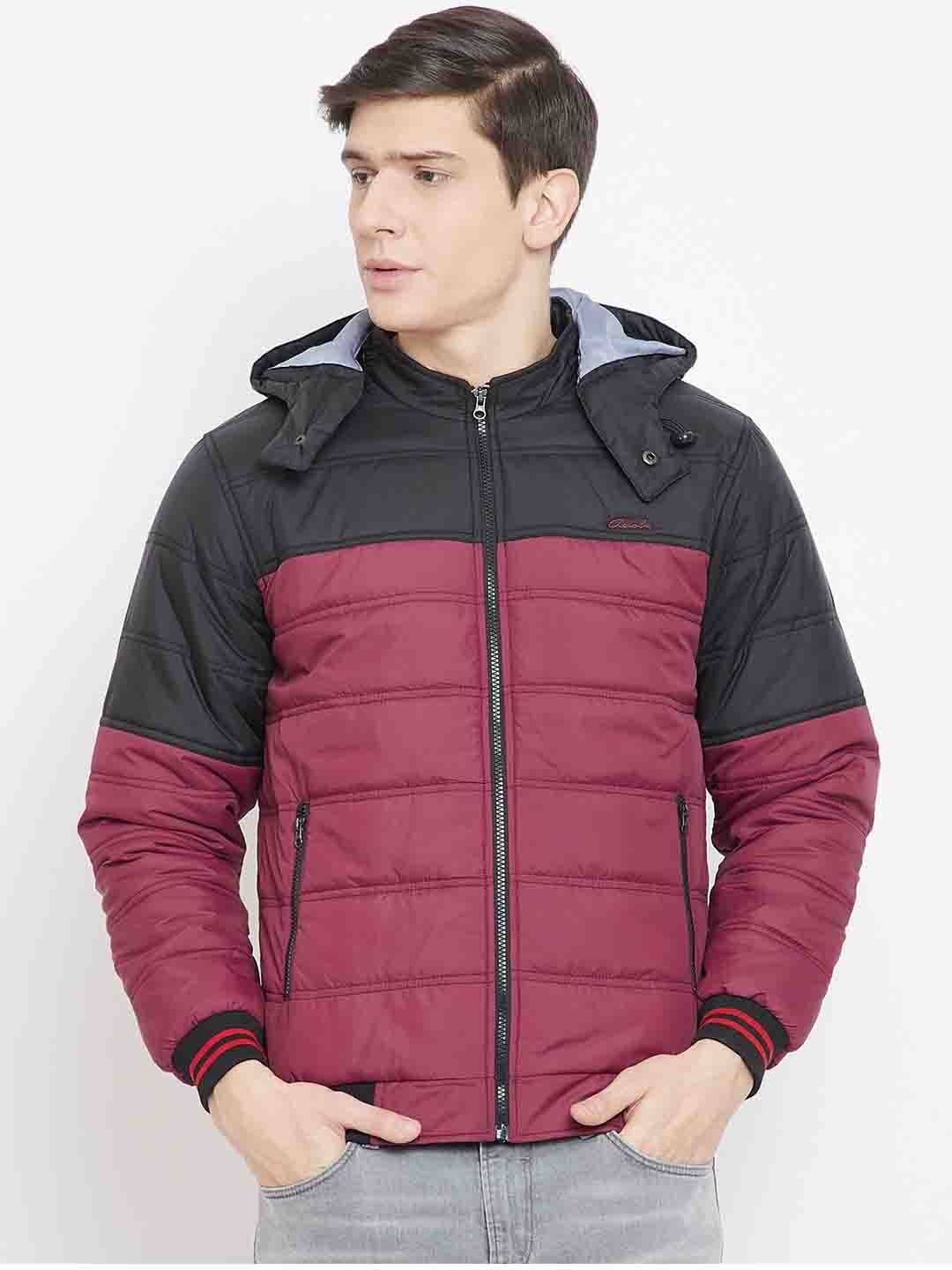 

Adobe Men Burgundy & Navy Blue Colourblocked Lightweight Padded Jacket