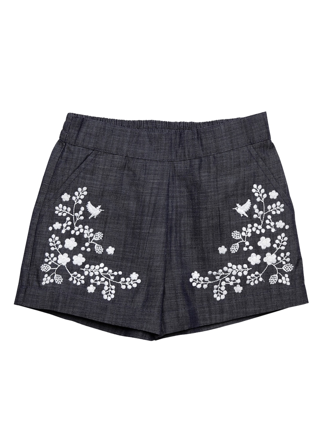 

Cherry Crumble Girls Black Self Design Regular Fit Regular Shorts