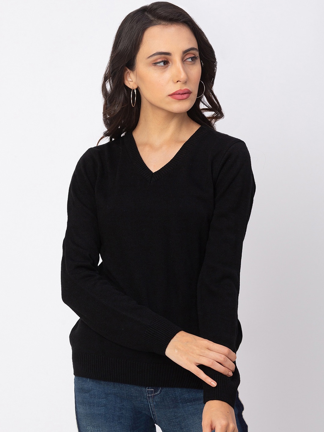 

Globus Women Black Self-Design Pullover Sweater