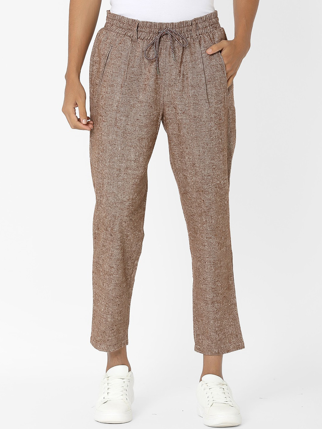 

MARCA Disati Men Brown Self Design Regular Trousers