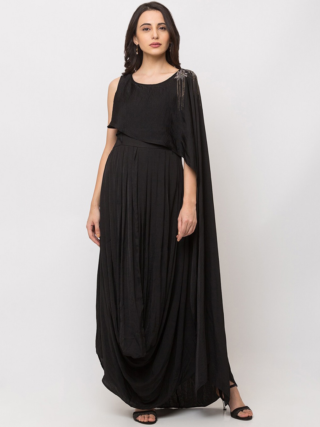 

SHECZZAR Women Black Embellished Maxi Dress