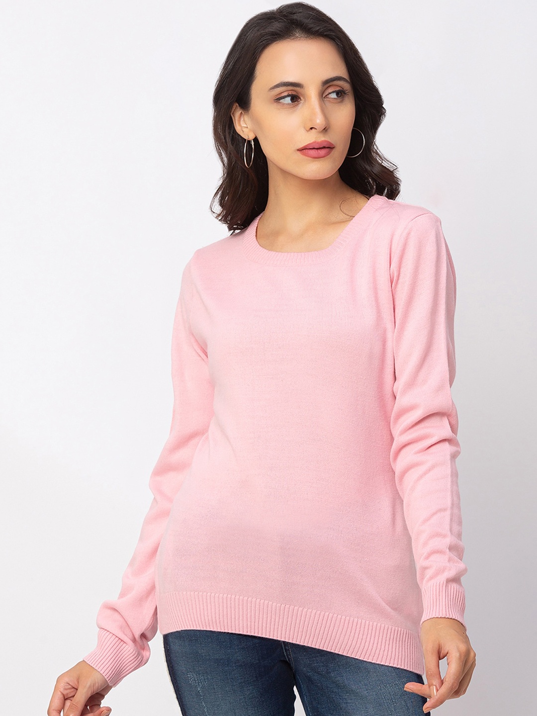 Globus Women Pink Solid Pullover Sweater