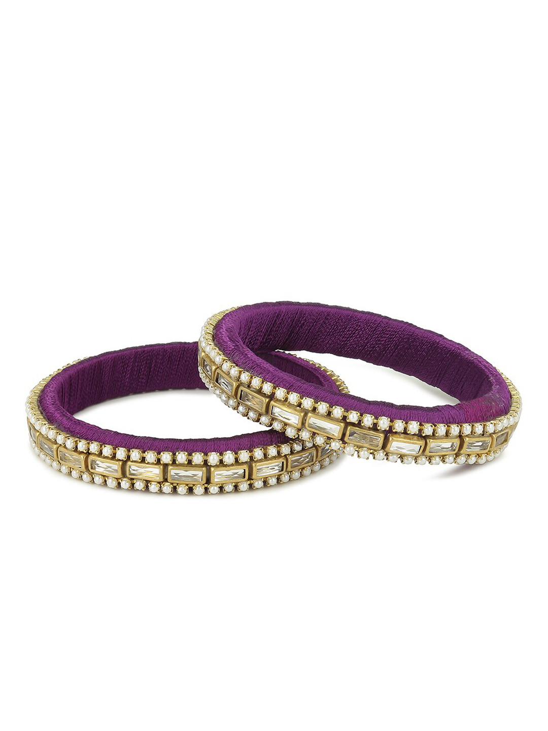 

AKSHARA Girls Purple Set of 2 Kundan-Studded Handcrafted Bangles